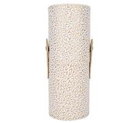 Tissting Portable Cosmetic Brush Holder Cup Container, PU Leather Travel Makeup Brush Organizer Tube for Brushes Nail Brushes Small Items Storage and Carry On (Apricot Dragon Claw Pattern Small