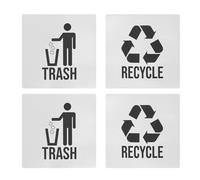 Tissting Recycle Trash Stickers 4-Pack 13.5x13.5cm/5.3x5.3in Waste Sorting Labels - Modern Industrial Design Garbage Bin Decals for Kitchen Office Home Organization and Accurate Di