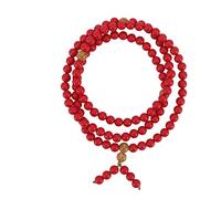 Tissting Red Buddha Beads Bracelet, 8mm Elastic Wrist Chain Bangle with 108 Natural Beads for Meditation Yoga Jewelry Men Women