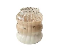 Tissting Ribbed Glass Cups, Vintage Drinking Glassware with Wave Shape Design, Bubble Cups for Iced Coffee, Juice, Beverage, Milk, Cocktails, Bubble Tea, and More(650ml)