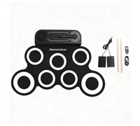 Tissting Roll Up Drum Set Portable 7 Pad Electric Drum with Pedals and Drumsticks - Rechargeable Practice Pad for Kids Adults Beginners Home Travel 25.4cm/10in