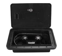 Tissting RV Exterior Shower Box Kit Faucet with Shower Head Hot Cold Water Switch with 1.5m Hose,Keys for Boat Camper Motorhome Exterior Faucet RV Shower Tool(Black)