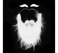 Tissting Santa Claus Beard Set, Adjustable White Fake Beard with Self-Adhesive Eyebrows and Elastic Band for Christmas Halloween Party Costume