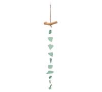 Tissting Sea Glass Wind Chime Handcrafted Driftwood Decor 12cm/4.7in - Unique Ocean Themed Gift For Home Garden Wedding Beach Housewarming (A)