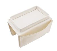 Tissting Sofa Armrest Organizer 12.2 X 7.48 X 7.09in 600D Oxford Cloth Couch Armchair Caddy with Tray, Sofa Remote Control Holder for Cellphone Magazines Drinks(White)
