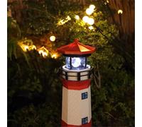 Tissting Solar Lighthouse Light, Rotating LED Solar Powered Garden Lamp with IP65 Waterproof Beacon for Outdoor Patio Pathway Yard Decoration