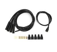 Tissting Spark Plug Wire Set, 8mm High Efficiency Ignition Cable 1m Length Metal Silicone Construction for 4 Cylinder Classic Cars (BLACK)