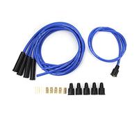 Tissting Spark Plug Wire Set, 8mm High Efficiency Ignition Cable 1m Length Metal Silicone Construction for 4 Cylinder Classic Cars (BLACK) (BLUE)