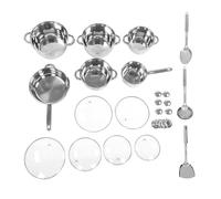 Tissting Stainless Steel Cookware Set 15 Piece Pots and Pans with Lids | Complete Cooking Set for Soup Frying Stewing with Glass Lids Shovel Spoons for Home Kitchen Daily Use