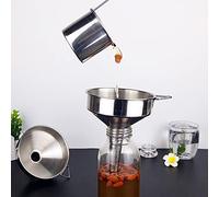 Tissting Stainless Steel Funnel, Thickened Hangable Kitchen Funnel with Ear Handle and Detachable Strainer 11/13/15cm 304 Steel for Cooking, Oil and Powder Transfer in Home