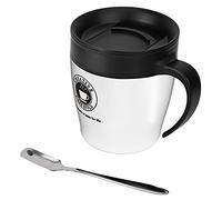 Tissting Stainless Steel Insulated Coffee Mug Water Cup with Spoon and Lid 330ml (White)
