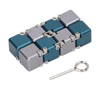 Tissting Stress Anxiety Relief Sensory Fidget Toy, Handheld Flip Blocks Finger Puzzle Alloy Metal for Adults with ADD ADHD Office Workers Students (Blue plus gray)
