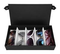 Tissting Sunglasses Storage Case,Glasses Storage Box with 5 Compartments,Jewelry Watch Organizer Travel Protective Jewelry Sunglasses Holder Approx.32.3 X 17.3 X 6cm / 12.7 X 6.8 X 2.4in Black