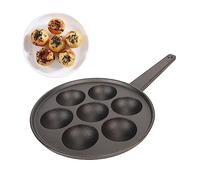 Tissting Takoyaki Pan 7 Grid Cast Iron Takoyaki Grill Frying Pan Non Sticking Octopus Meatballs Baking Tray Molds for Electric Induction Stove, Gas Stove