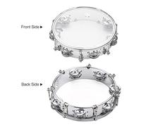 Tissting Tambourine Handbell, Double Row Jingles Hand Drum, Lightweight Plastic Percussion Instrument for Parties, Karaoke, and Music Classes, Includes Tuning Wrench (8inch)