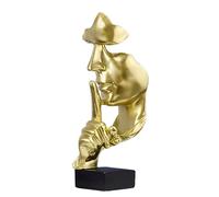 Tissting Thinker Statue, Light Gold Abstract Art Figurine Keep Silence Resin Sculpture Decorative Ornament for Living Room Study Office, 27cm Synthetic Resin Home Decor Bookshelf Shelf Gift