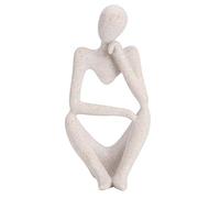 Tissting Thinker Statue Modern, Resin White Sandstone Abstract Man Sitting Thinking Meditate Model for Home Office Bookshelf Desktop Decoration Study Room Collection Gifts