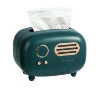 Tissting Tissue Box Cover Retro Radio Shape Green Plastic Rectangular Tissue Box Holder 7.6 Inch Vintage Napkin Dispenser for Home Hotel Office