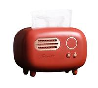 Tissting Tissue Box Cover Retro Radio Shape Red Plastic Rectangular Tissue Box Holder 7.6 Inch Vintage Napkin Dispenser for Home Hotel Office