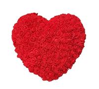 Tissting Valentine Day Wreath, 25cm 10inch Soft Rose Heart Shaped Valentine Day Wreath, for Anniversary Wedding Candlelight Dinner Outdoor Home Decor, Artificial Plants Flowers (red)