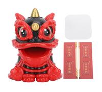 Tissting Waking Lion Ornament Solar Wake Lion Ornament Statue Table Sculpture Automatic Nodding Bring Luck Fortune Dashboard Decoration Chinese Style Cute Mascot (Black)