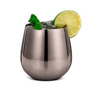 Tissting Wine Glasses Stainless Steel, 550ml Stemless Wine Tumbler Black Plating Unbreakable Travel Cup for Red Wine, White Wine, Moscow Mule Cocktails