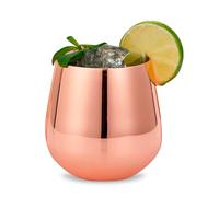 Tissting Wine Glasses Stainless Steel, 550ml Stemless Wine Tumbler Copper Plating Unbreakable Travel Cup for Red Wine, White Wine, Moscow Mule Cocktails