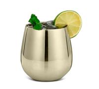 Tissting Wine Glasses Stainless Steel, 550ml Stemless Wine Tumbler Gold Plating Unbreakable Travel Cup for Red Wine, White Wine, Moscow Mule Cocktails