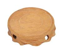 Tissting Wood Decorative Base, Multifunctional Retro Carving Elegant Round Wooden Teapot Base, Wood Vase Display Stands Base for Home Decoration Gift(2# 10cm)