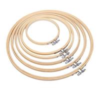 Tissting Wooden Embroidery Hoops 6Pcs Cross Stitch Frame Kit, Craft Circle Ring DIY Tool with Cream Colored Mounting for Needlework Sewing and Silk Art Projects