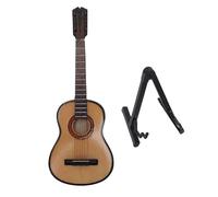 Tissting Wooden Miniature Guitar Decorative Model with Stand 15cm