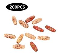 Tissting Wooden Oval Beads, 200Pcs 23x8mm DIY Craft Kit, Painted Wooden Jewelry Making Tools, Smooth Beads for Necklaces, Bracelets, Clothing and Bag Accessories