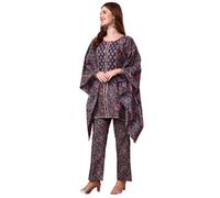 Tissu Women's Beige Floral Printed Kaftan Kurti and Palazzo Co-ord Set | indian women kurta set