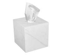 Tissue Box, 14.5 x 14.5 x 14.5 cm Tissue Box Holder Made of Natural Marble Square Paper Organizer with Open Acrylic Base and Silicone Mat for Home Decoration Dressers Kitchen Countertops