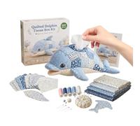 Tissue Box - 400g Cube Paper Holder, Adjustable DIY Quilted TissueBox Cover Kit, Cloth Pre-Cut Fabric | Portable Handmade Tissue Box DIY Kits for Home Bedroom Bathroom Living Room Desk Vanity Women A