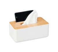 Tissue Box Bamboo Lid Cosmetic Bathroom Paper Towel Dispenser White Bamboo Lid
