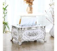 Tissue Box, Cosmetic Tissue Box, Retro Tissue Box, European Tissue Box, Cosmetic Tissue Dispenser, Acrylic Napkin Holder, Tissue Box, Luxury European Style, for Office/Car/Bathroom (Silver)