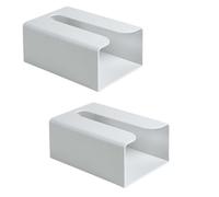 Tissue Box Cover, 2 Pieces Rectangular Tissue Box Holder, Self-Adhesive Napkin Holder, Wall Mounted Towel Dispenser for Bathroom, Kitchen (Grey)