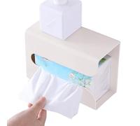Tissue Box Cover - Adhesive Tissue Box - Holder, Non-Drill Storage Organiser Tray | Waterproof Kitchen Wall Mounting Paper Dispenser Compatible with Face Tissue Napkins Toilet Roll