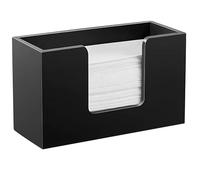 Tissue Box Cover and Hand Towel Dispenser, Black Plastic Napkin Holder for Bathroom Vanity, Wall Mount or Countertop, Open Top Design for Easy Refill, 11 x 6.5 in, Large Capacity