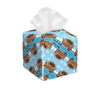 Tissue Box Cover Animals On Noah'S Ark Napkin Box Modern Cube Napkin Leather Holder, For Car, Office, Bathroom, 13.2x13.2cm