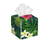 Tissue Box Cover Beautiful Plam Tree with Red Flowers Napkin Box Holder Square Facial Tissue, Decorative on Table and Bathroom Office