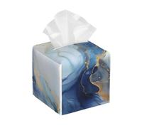 Tissue Box Cover Blue White Marble Texture Napkin Box Cube Modern Dispenser Case, For Home, Office, Living Room, 13.2x13.2cm