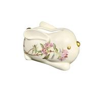 Tissue Box Cover- Ceramic Tissue Box Rabbit Shape Household Living Room with Flower Flower Pattern Decorative Ornament Facial Tissue Case