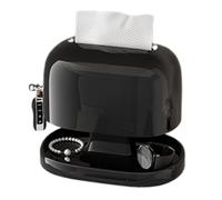 Tissue Box Cover, Decorative Napkin Holder with Tray, 25x15cm Retro Style Tissue Dispenser for Kitchen Restaurant, Wood Sturdy Material, Home Accessory with Double Layer Hook, Desk Table Use