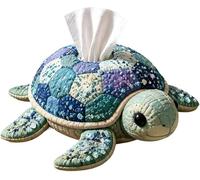 Tissue Box Cover DIY Quilted Patchwork Kit, Sea Animal Theme, Handmade Craft Sewing Kit, Napkin Organiser for Home, Bedroom, Bathroom, and Office Decor