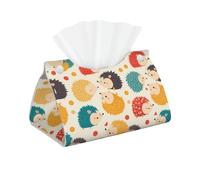 Tissue Box Cover Double sided leather for Desk Home spa Office Bathroom, Bedroom Vanity Countertop Night Stands Desk Car hedgehog polkadot Printing