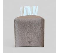 Tissue Box Cover Holder by Hirano’s Bazaar - Vegan Leather, Square (Light Taupe)