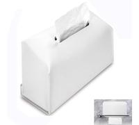 Tissue Box Cover Holder Compatible with Kleenex Disposable Paper Hand Towels, Stylish Leather Wall-Mounted Towel Dispenser for Tabletop,Living,Dining,Bathroom. (1, White)