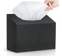 Tissue Box Cover Holder Compatible with Kleenex Disposable Paper Hand Towels Wood Disposable Hand Towels for Bathroom Holder (Black)